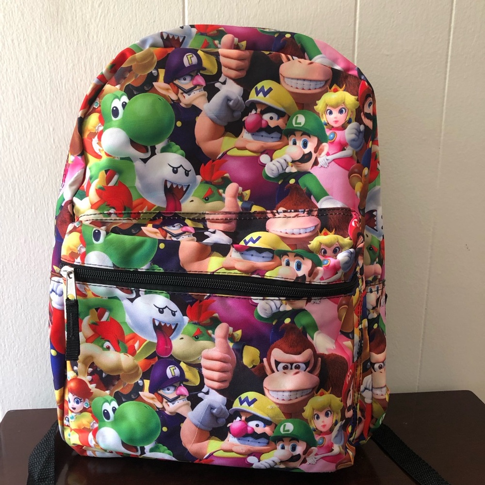 Super Mario Character Print Backpack - Multi Color